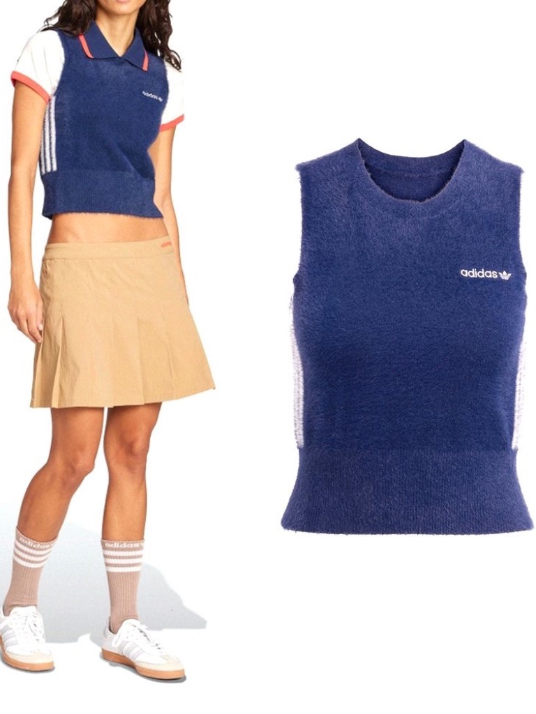 Adidas Originals Xs Fluffy Knitted Vest Lifestyle Casual Top Jy2842 Indigo Navy